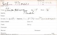 John Moses Student Information Card