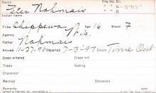 Peter Nahmais Student Information Card