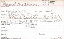 Daniel Needham Student Information Card
