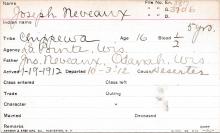 Joseph Neveaux Student Information Card