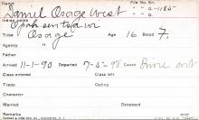 Daniel Osage West (Opah-sen-tsa-wi) Student Information Card