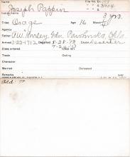 Joseph Pappin Student Information Card