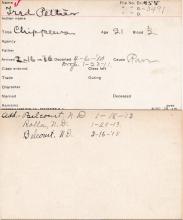 Fred Peltier Student Information Card