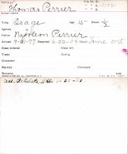 Thomas Perrier Student Information Card