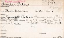 Charles Peters Student Information Card