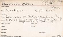 Charles A. Peters Student Information Card