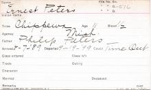 Ernest Peters Student Information Card