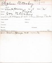 Stephen Petoskey Student Information Card