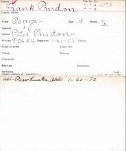 Frank Prudon Student Information Card