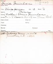 David Quinlan Student Information Card