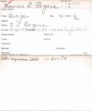 Thomas L. Rogers Student Information Card