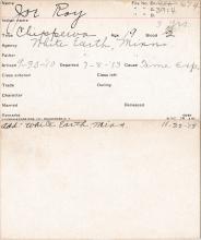 Joe Roy Student Information Card