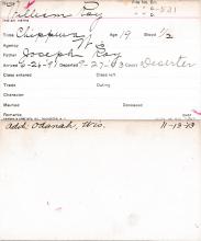 William Roy Student Information Card