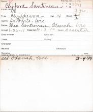 Clifford Santineau Student Information Card
