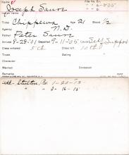 Joseph Sauve Student Information Card