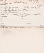 James Shadamo Student Information Card
