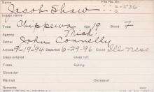 Jacob Shaw Student Information Card
