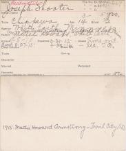 Joseph Shooter Student Information Card