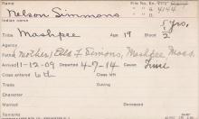 Nelson Simmons Student Information Card