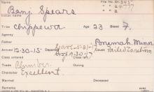 Benjamin Spears Student Information Card