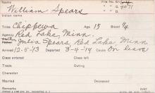 William Spears Student Information Card