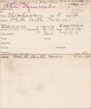 John Squirrel Student Information Card
