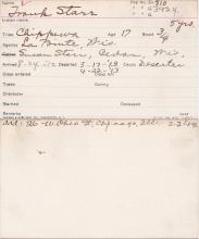 Frank Starr Student Information Card