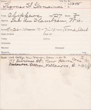Thomas St. Germaine Student Information Card