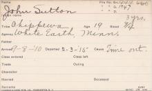 John Sutton Student Information Card