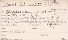 Albert Tetrault Student Information Card