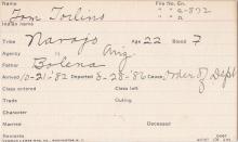 Tom Torlino Student Information Card