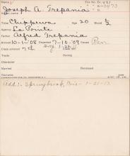 Joseph A. Trepania Student Information Card