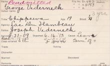 George Vedernack Student Information Card