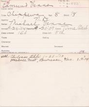 Edmund Venne Student Information Card