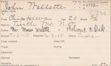 John Wallette Student Information Card