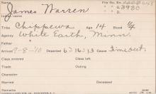 James Warren Student Information Card