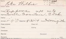 Peter Wilkie Student Information Card