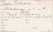 Wesley Williams Student Information Card