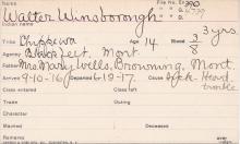 Walter Winsborough Student Information Card
