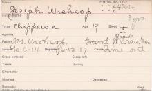 Joseph Wishcop Student Information Card