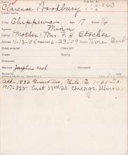 Clarence Woodbury Student Information Card