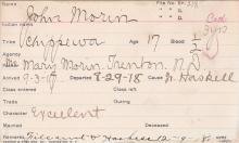 John Morin Student Information Card