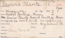 Edward Plante Student Information Card