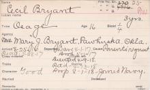 Cecil Bryant Student Information Card
