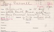 Benjamin F. Caswell Student Information Card