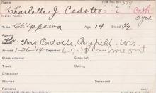 Charlotte J. Cadotte Student Information Card