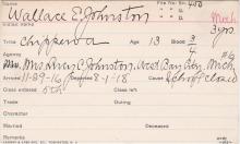 Wallace E. Johnston Student Information Card