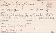 Virgil Simpkins Student Information Card