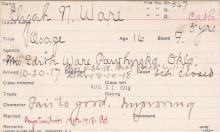 Elijah N. Ware Student Information Card