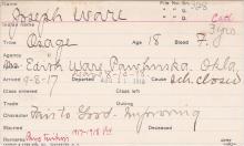 Joseph Ware Student Information Card